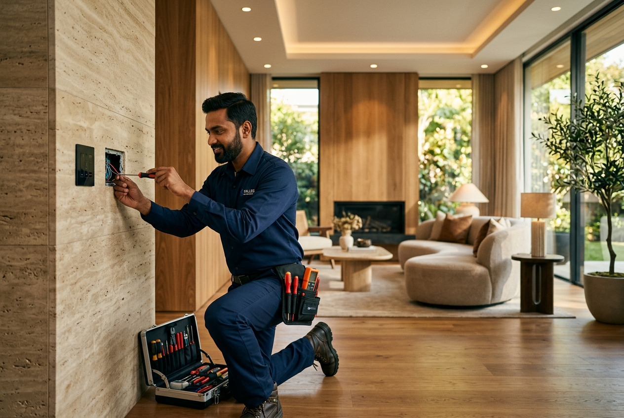 Professional working in a home